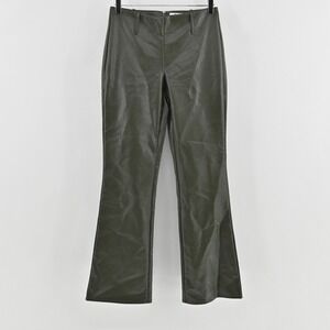 Tiger Mist Womens Low Rise Teddie‎ Flare Pants Size XS Olive Faux Leather Grunge